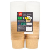 CaterPro 40 Kraft Sauce Pots with Plastic PP Lids 113ml  Honesty Sales U.K